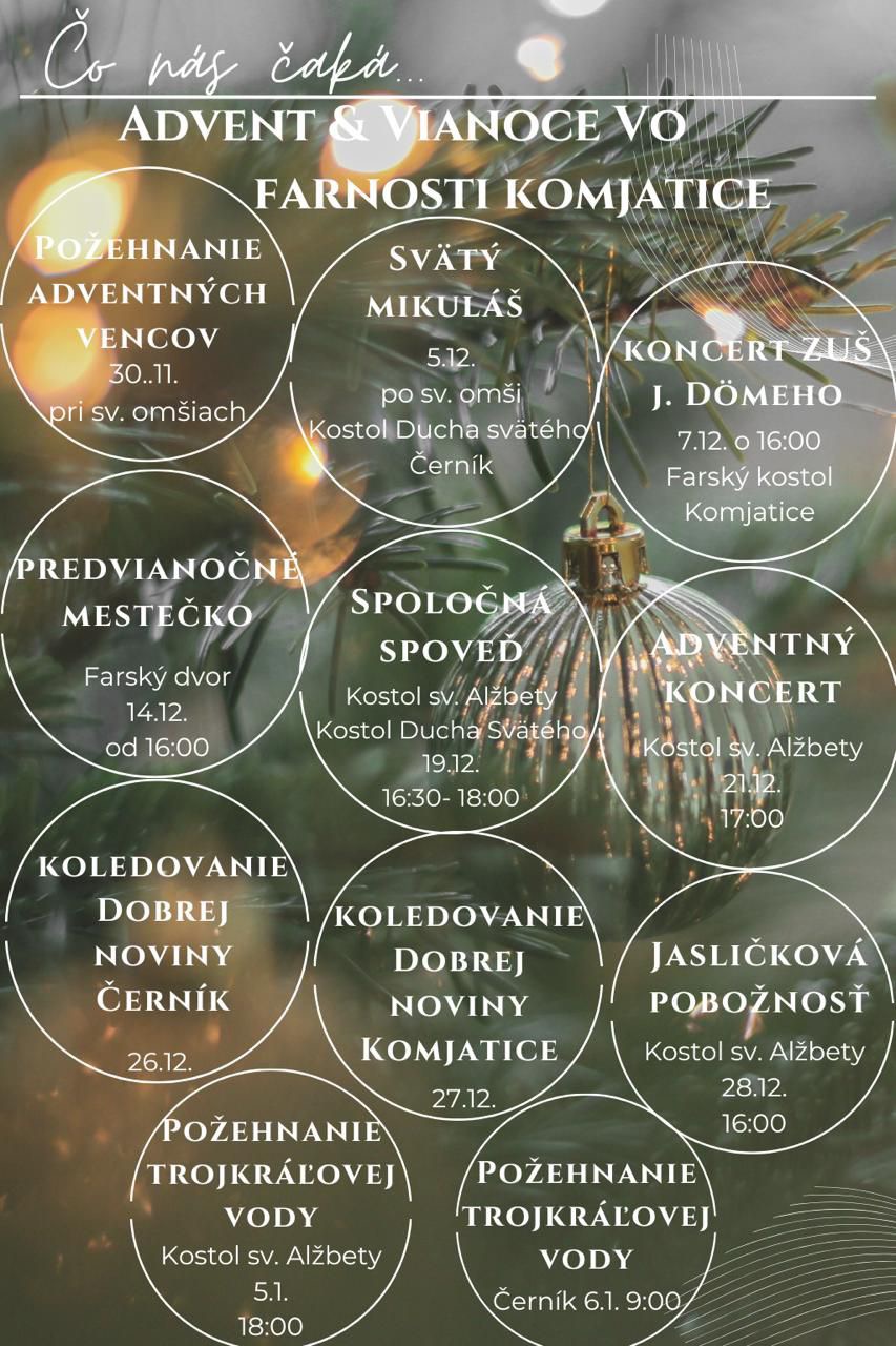 Čo nás čaká… ADVENT & VIANOCE VO FARNOSTI KOMJATICE